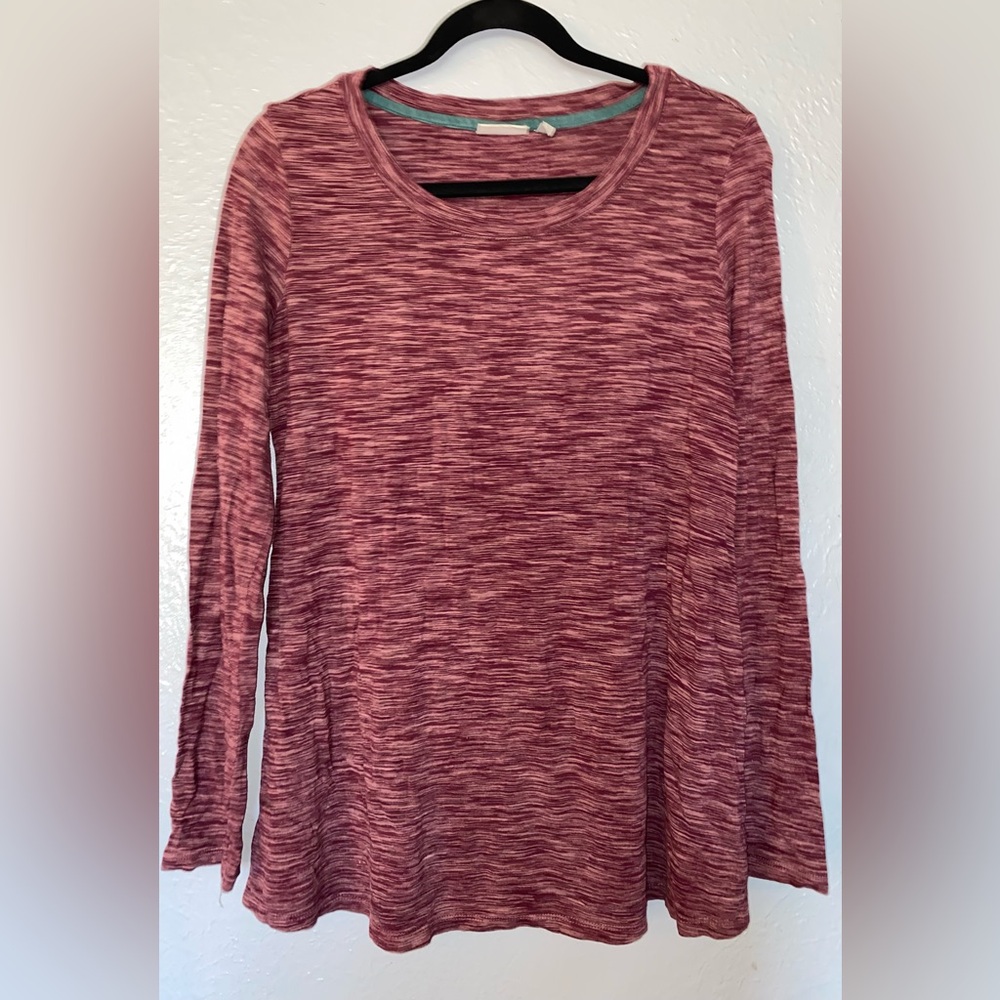 LOGO by Lori Goldstein Burgundy Long Sleeve Top